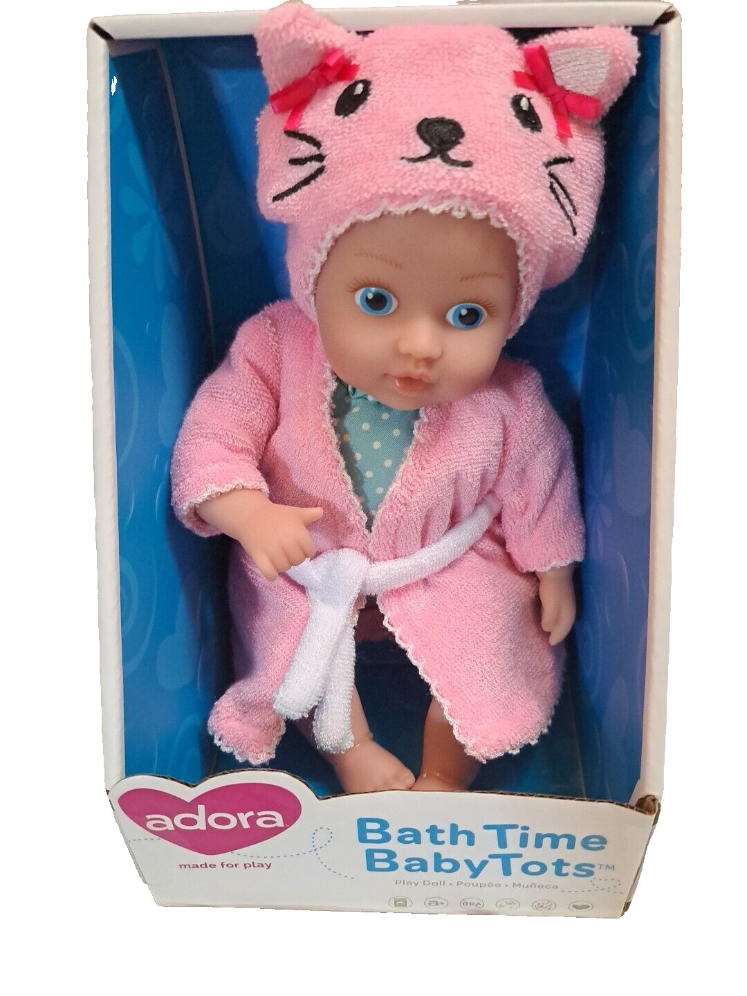 Adora Baby Bath Toy Kitty, 8.5 inch Bath Time Baby Tot Doll 