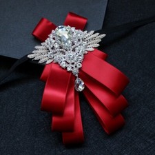 Men Crystal Bow Ties Pre-Tied Check Suit Neck Formal Weeding Party Classic Retro