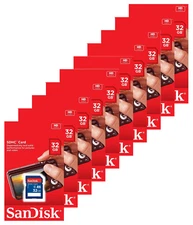 Lot of 10 x SanDisk 32GB SDHC Class 4 SD Flash Memory Card Camera SDSDB-032G-B35