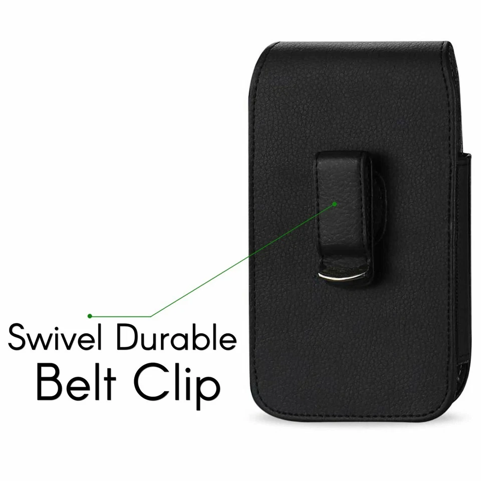 Vertical Leather Swivel Belt Clip Case Holster Pouch Cover for Cell Phones - Image 3 of 4