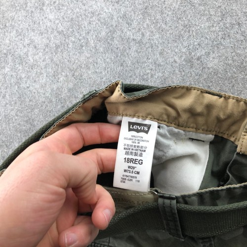 Vintage Levis Shorts Boys 18 Camouflage Belted Cargo Pockets Military Surplus - Picture 9 of 13