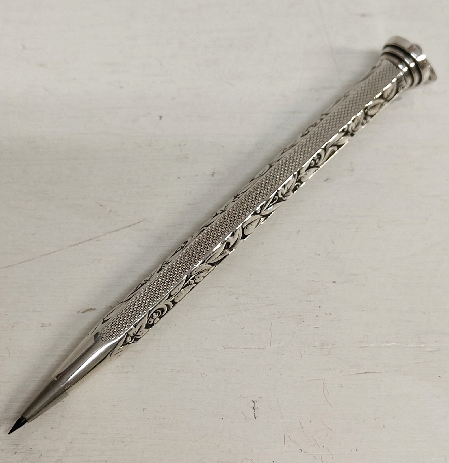 ANTICA MATITA Art Nuoveau ARGENTO 800 epoca 1900 OLD SILVER MECHANICAL PENCIL - Foto 3 di 11