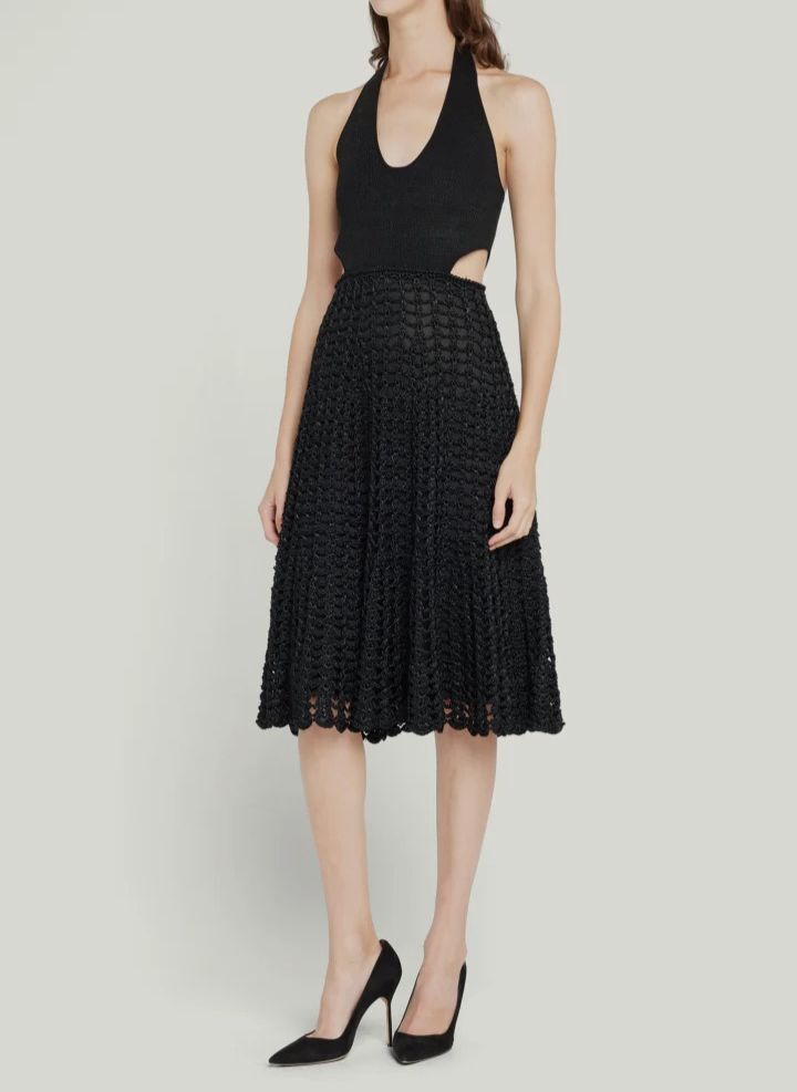 $2190 Proenza Schouler Women's Black Crochet Knit Cutout Halter Dress Size  L | eBay