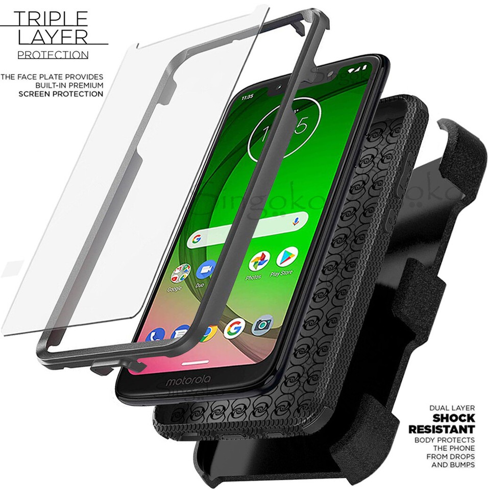 Custodia Antiurto Per Moto G7 Power / G7 Supra / G7 Optimo Maxx - Doppio Strato Gomma E Plastica, Nero