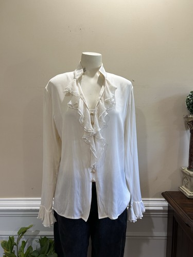 St. John Silk Ruffles Top Ruffles Women Size 10