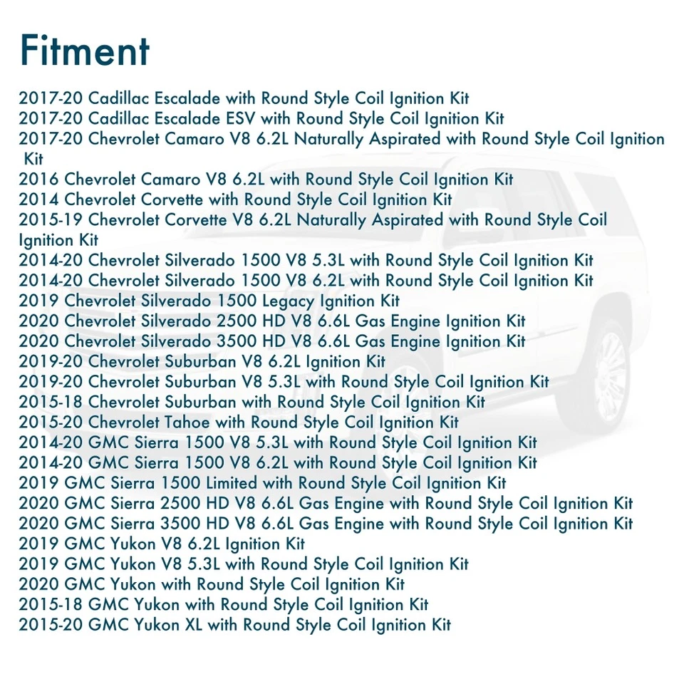 Pacote com 8 bobinas de ignição + vela de ignição + conjunto de fios para Chevy Silverado 1500 GMC Tahoe UF742 - Imagem 2 de 4