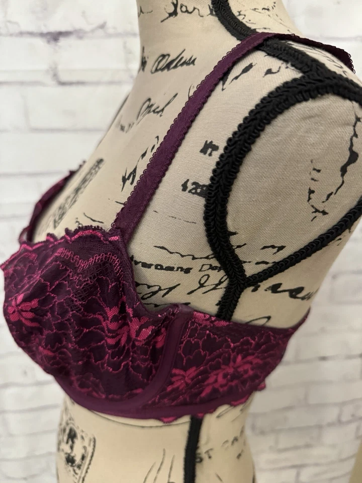 Sujetador Wacoal Talla 36D Fuego y Encaje Ribete Vieira 851252 Púrpura Rosa Foto 2 de 4