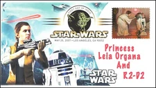 AO-4143f-3 2007, Star Wars, DCP, Add On Cachet, Princess Leia, R2-D2, SC 4143F
