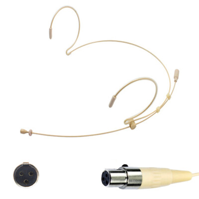 Beige Doppel Ohr Haken Headset Mikrofon für AKG Samson 3 Pin Mini XLR TA3F