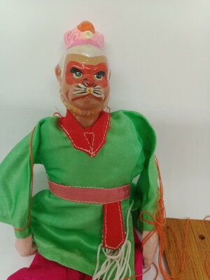 Vintage Chinese Opera Puppet Paddle Board 9 Inch Monkey King