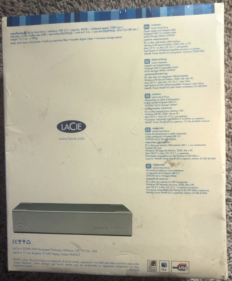 RARE New F A Porsche 80GB USB 2.0 Hard Drive Stunning Design 🌟 - Image 2 of 2