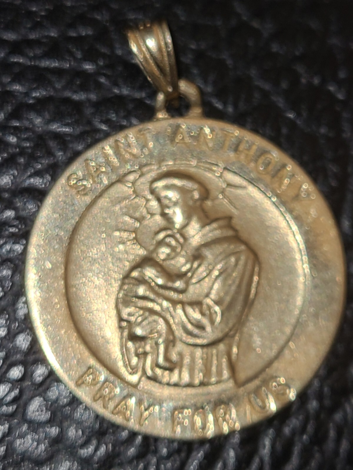 3D Saint Anthony Oval Medal Pendant - Solid 14K Yellow Gold, Real Gold Charm By Bestgoldshop