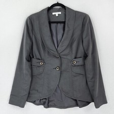Cabi Jacket Womens 6 Gray Work It Blazer Peplum Two Button Classic Career