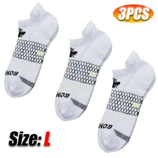 3 Pairs Men's Bombas Running Ankle honeycomb Socks Size Large white