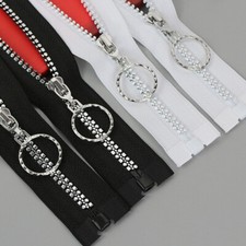 1/3pcs 5# Silvery Resin Zipper Single Sliders Open End Self-Locking Zip Sew Chic