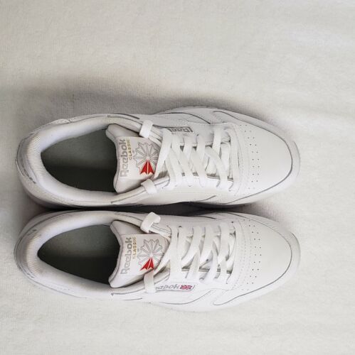 REEBOK MEN'S CLASSIC LEATHER 8.5 9771 WHITE / WHITE-LIGHT GREY - Picture 3 of 10