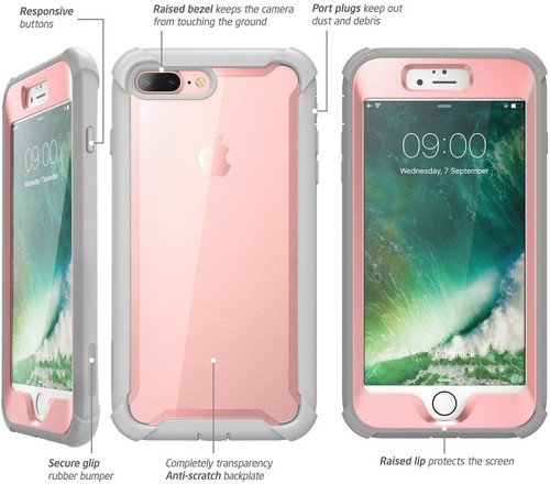 i-Blason For iPhone 8 Plus / 7 Plus, Bumper Case Built-in Screen Protector Cover - Picture 12 of 30