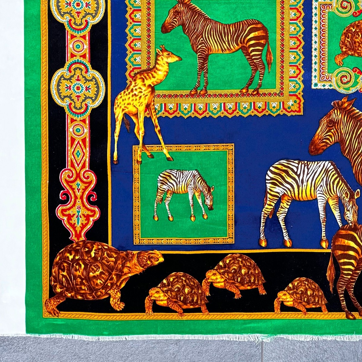 GIANNI VERSACE 1990s velvet fabric panel Exotic Animals print size