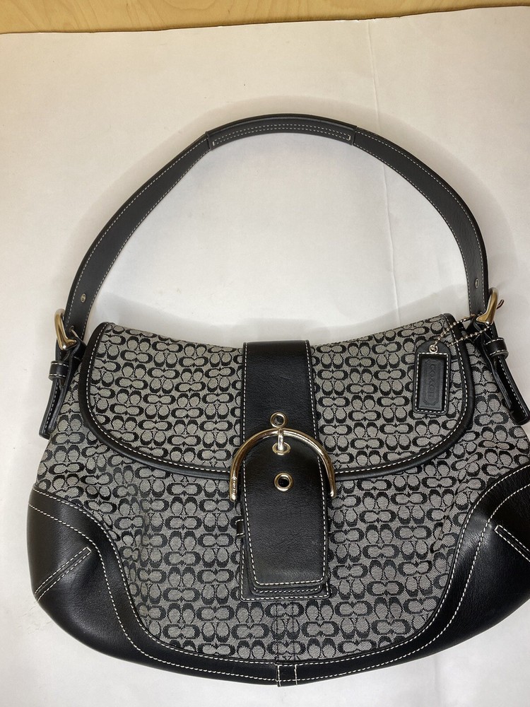 Coach 6808 Small Vintage Soho Black Leather Signature C Shoulder Bag