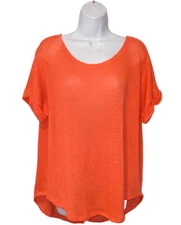 a.n.a A New Approach Split Back Orange Open Knit Top - Women’s XL