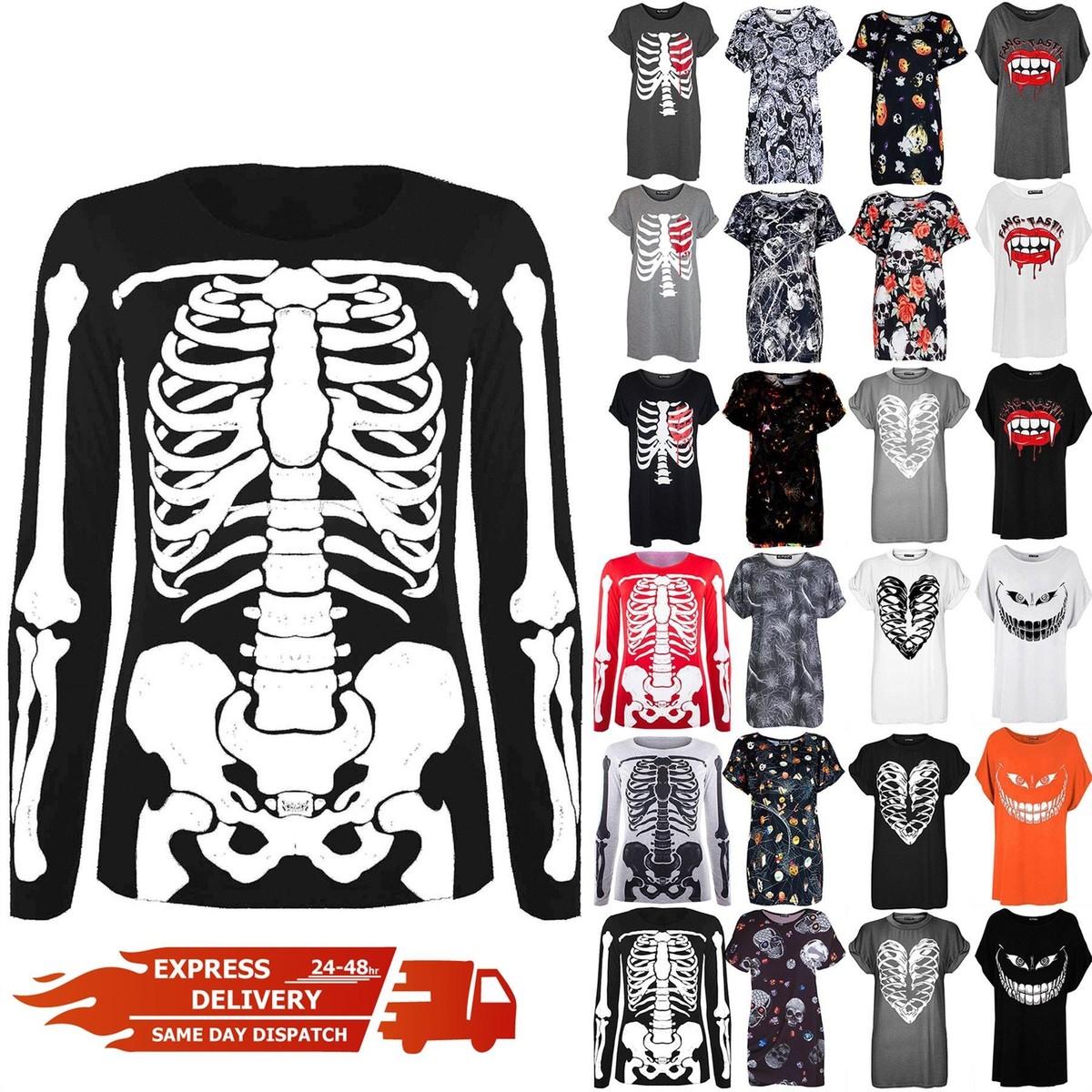 Skeleton Halloween Costume Long Sleeve Shirt Glow In The Dark - Foto 5