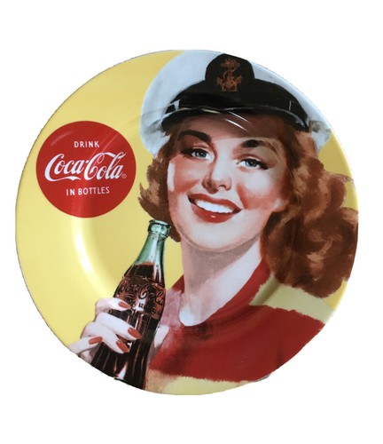 New Coca Cola Retro Vintage Style Ladies Ceramic 10 1/2" Dinner Plates Set of 4 - Picture 3 of 6