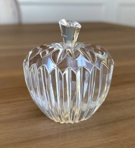 Waterford Apple Paperweight Signed Cut Glass Lead Crystal Ireland Vintage