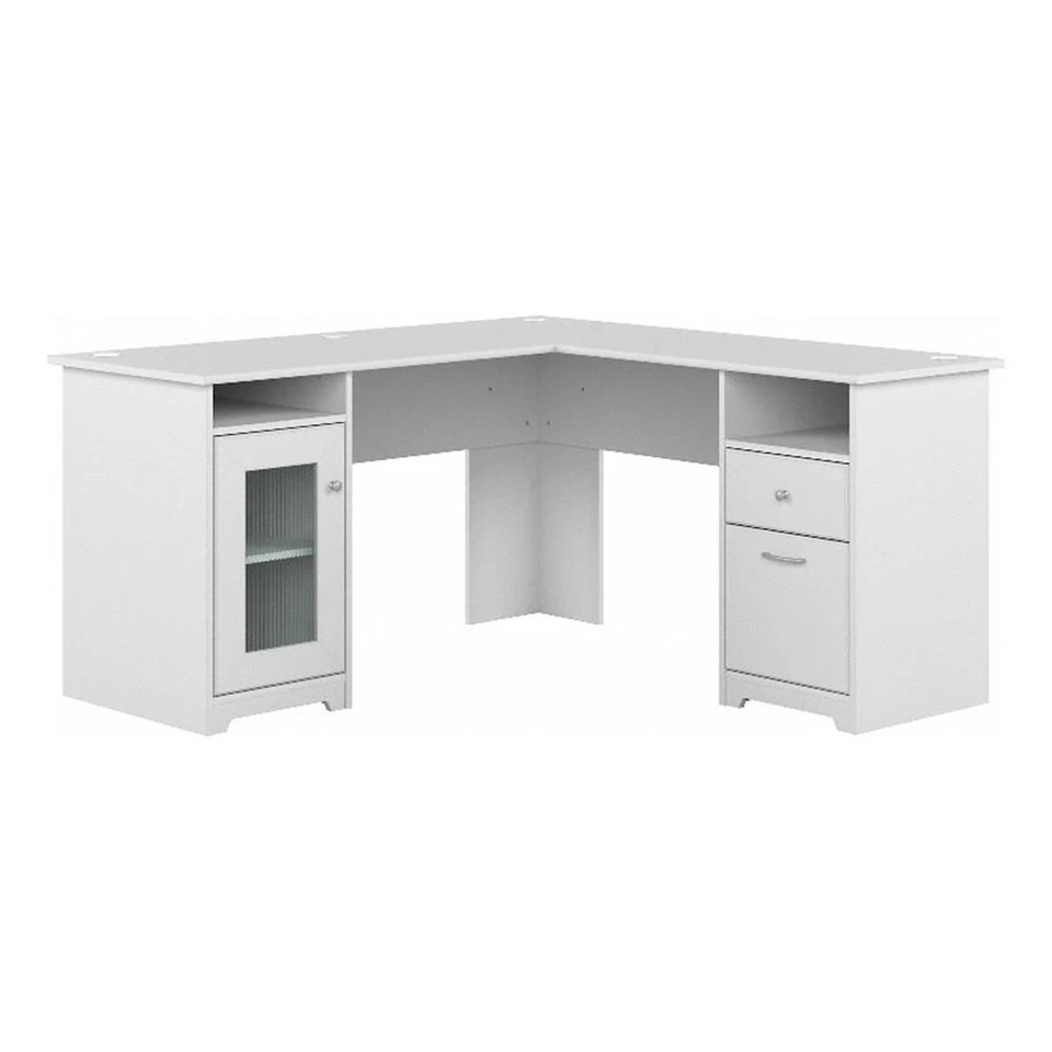 Cabot 60W L Desk with Storage in White - Engineered Wood - Image 2 of 4