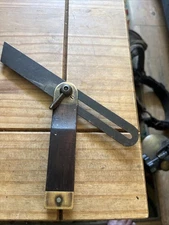 Vintage  Sliding T-Bevel Wood And Brass