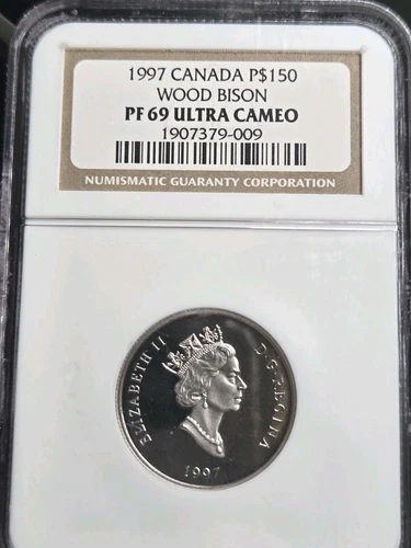 1997 $150 1/2 Oz. Pure PLATINUM Canadian Wood BISON. NGC PF69 Ultra Cameo. 