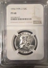 1956 Type 2 Proof 50C Franklin Label NGC PF 68  Silver Half Dollar