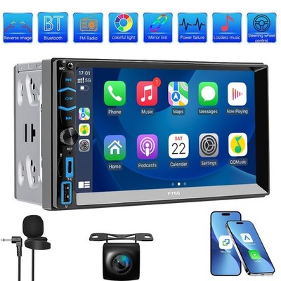 Double Din 7'' Car Radio Stereo Touchscreen Audio In Dash w Carplay Mirror Link