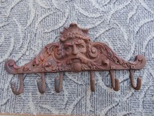 Antique Rare Hat  Clothes Rack Coat Hanger Hook 6 Arms Old Man Winter 16.5" x 8