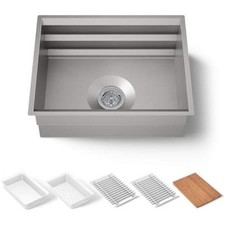 New Kohler K-23650-NA Prolific 23 Undermount Single Basin Stainless Steel Kitc 