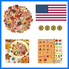 600Pcs Fall Thanksgiving Foam Sticker Glitter Maple Leaf Sticker Autumn Dec...