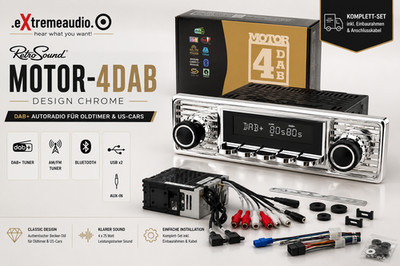 Retrosound MOTOR-4DAB Design CHROME DAB+ Autoradio Set für Oldtimer und US-Cars