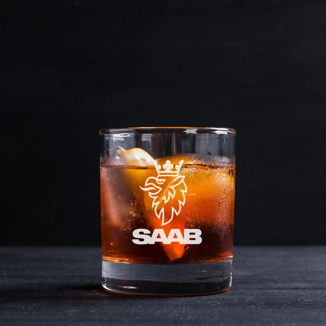 Engraved SAAB  Rocks Glass