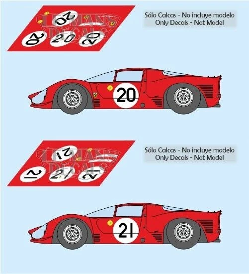 STICKERS LE MANS Décals Ferrari 330 P3 Le Mans 1966 1:32 1:43 1:24 1:18 décalcomanies fente