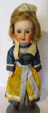 Antique UNIS France SFBJ 8" Bisque & Compo Girl DOLL ~ Straw WIG ~ Orig. Costume