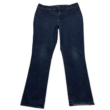 Tahari Jeans Womens 12P Blue Dark Wash Straight Leg Stretch Denim Petite Pants