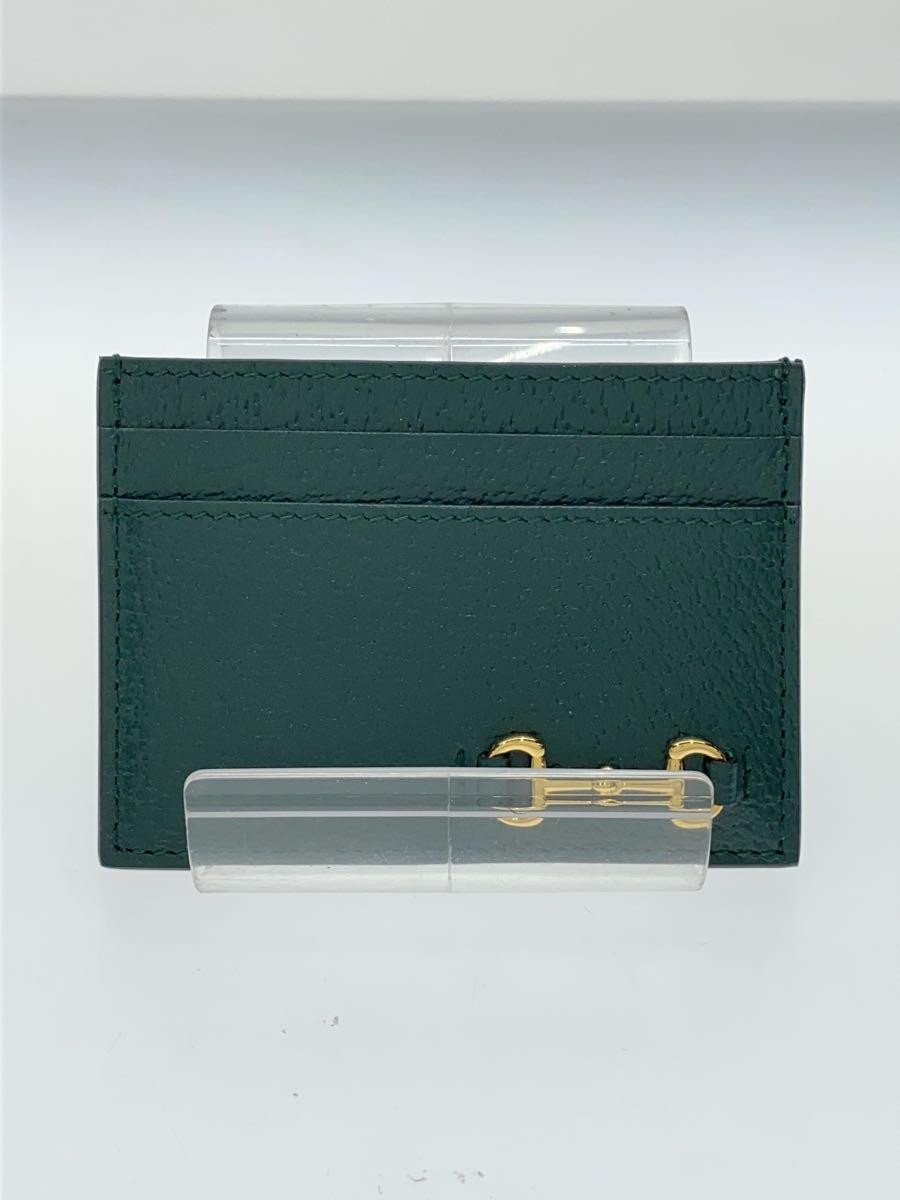 GUCCI Horsebit Leather Card Case, Green 700469