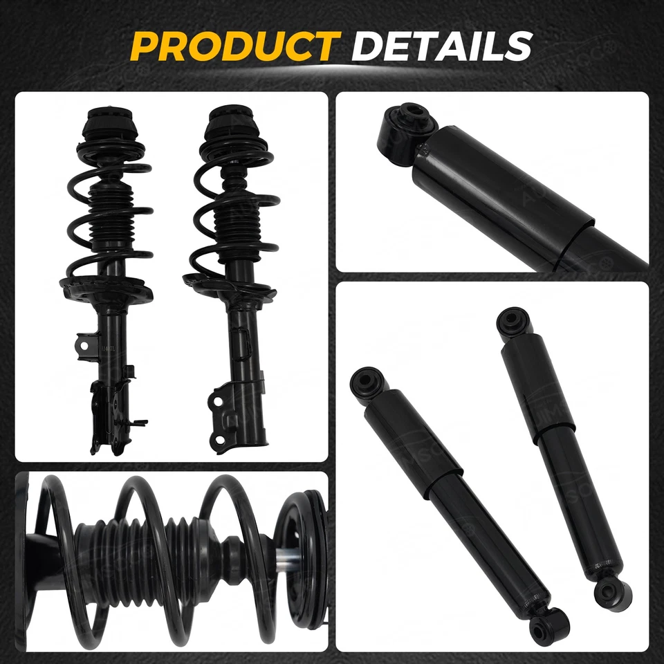 Front Struts & Coil Springs Rear Shocks Absorbers for 2012 - 2017 Hyundai Accent Foto 2 de 4