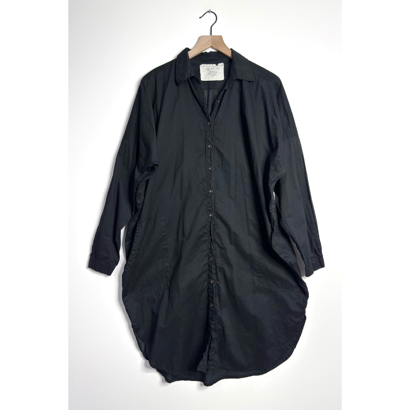 ACACIA SWIMWEAR Long Sleeve Button Down Shirt Dress Swim Cover-Up size Medium