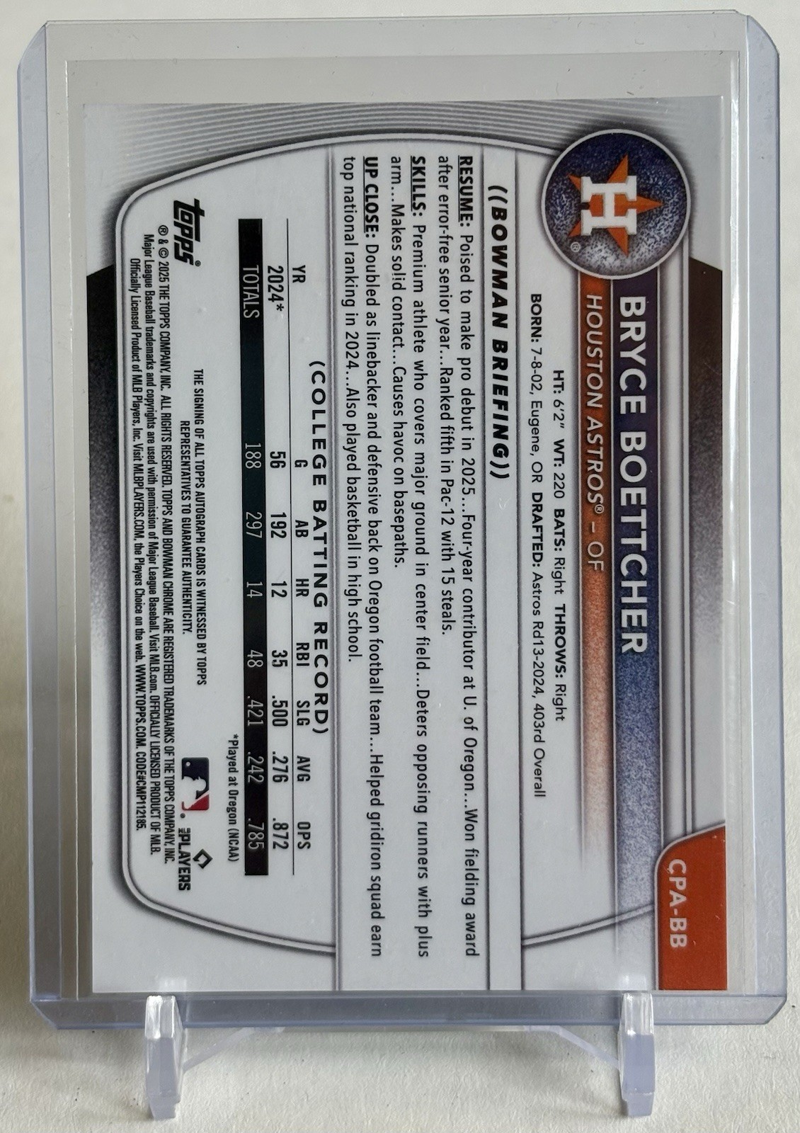 2025 Bowman Chrome - Prospect Autographs Bryce Boettcher 1st Auto view 2