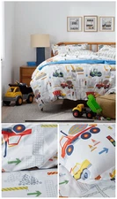NWT The Company Store Construction Trucks Classic Cool Organic Cotton Percale Du