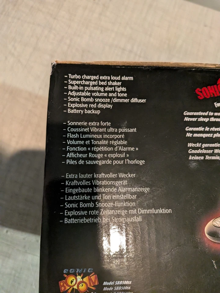 NEW Sonic Bomb Dual Extra Loud Alarm Clock with Bed Shaker Black Vibrating Heavy - Image 3 of 4