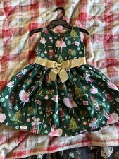 BONNIE JEAN-SIZE 3T GREEN w/RUFFLE LINING SLEEVELESS CHRISTMAS PARTY DRESS
