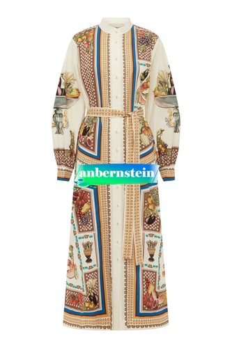 Alemais New Temperament Holiday Printed Round Neck Long Sleeve Shirt Dress Lates - Picture 6 of 6