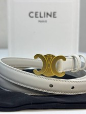 CELINE Small Triomphe Leather Belt Gold Buckle Width 1.8cm