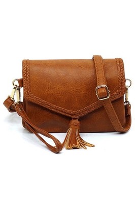 Effortless Style: Vegan Leather Tassel Clutch Crossbody Bag